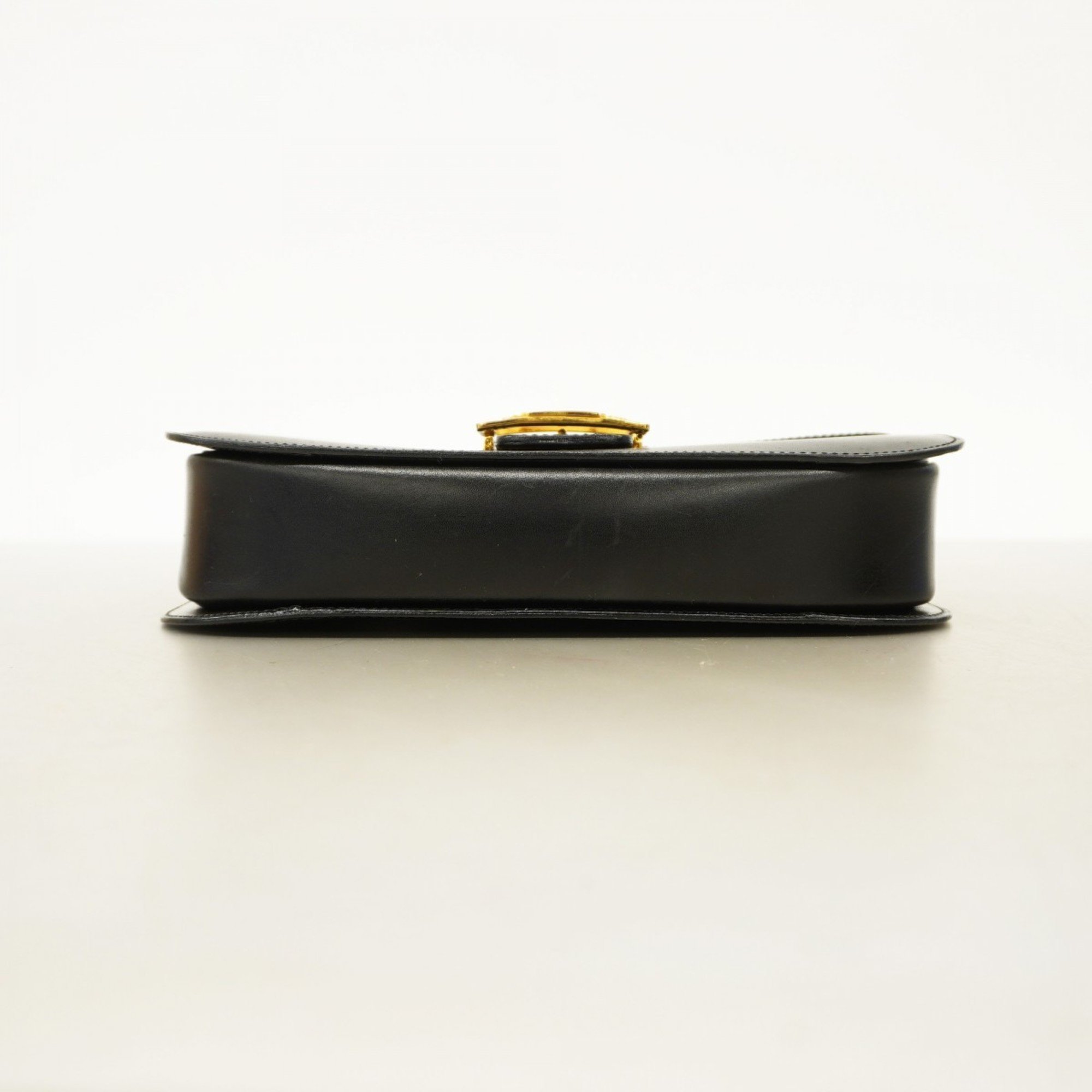 Celine Shoulder Bag, Carriage Hardware, Leather, Black, Women's