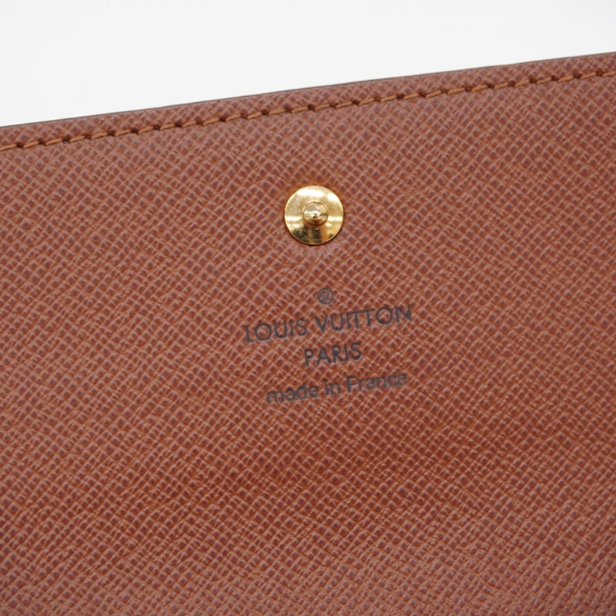 Louis Vuitton Tri-fold Long Wallet Monogram Portefeuille International M61217 Brown Men's Women's