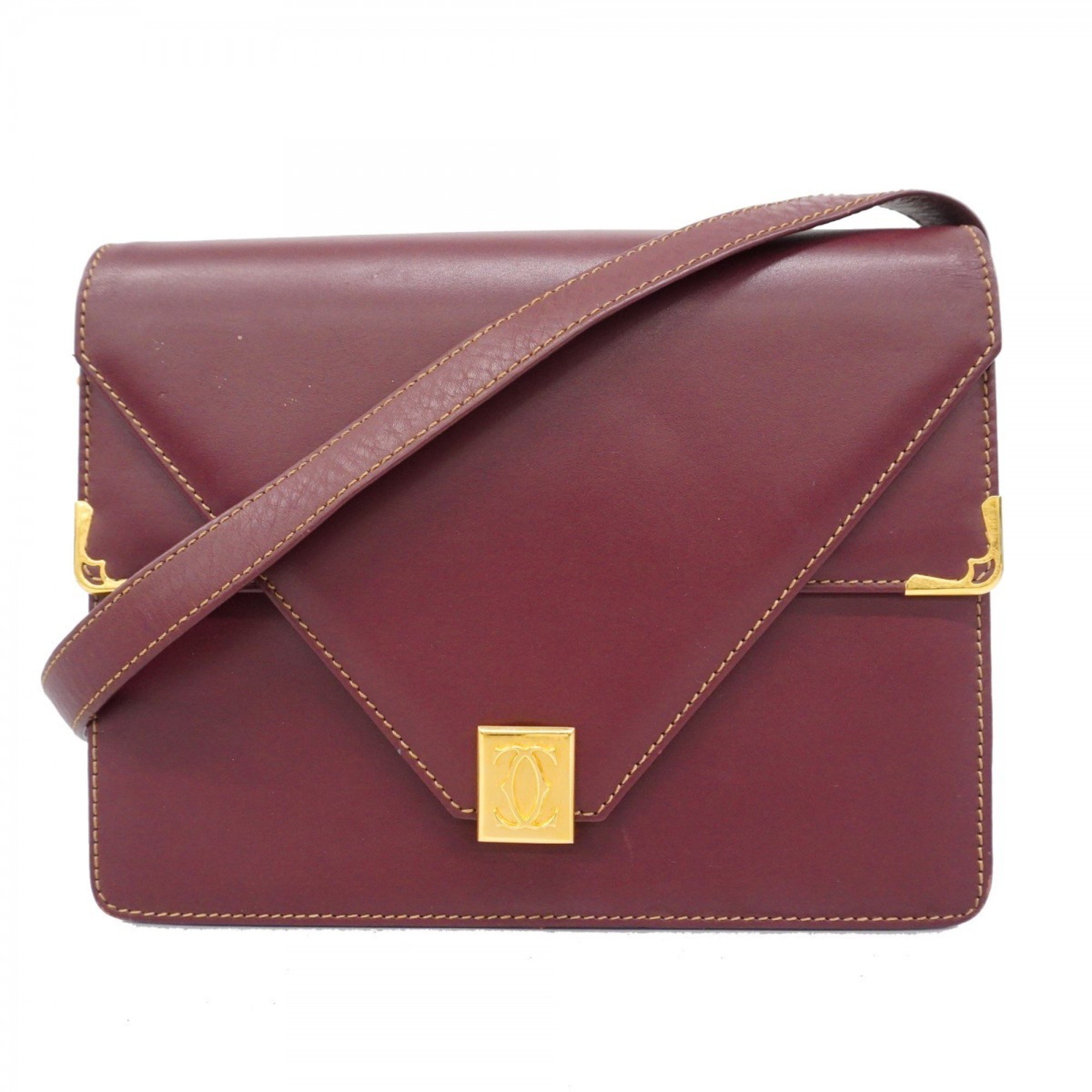 Cartier Shoulder Bag Must Leather Bordeaux Women's