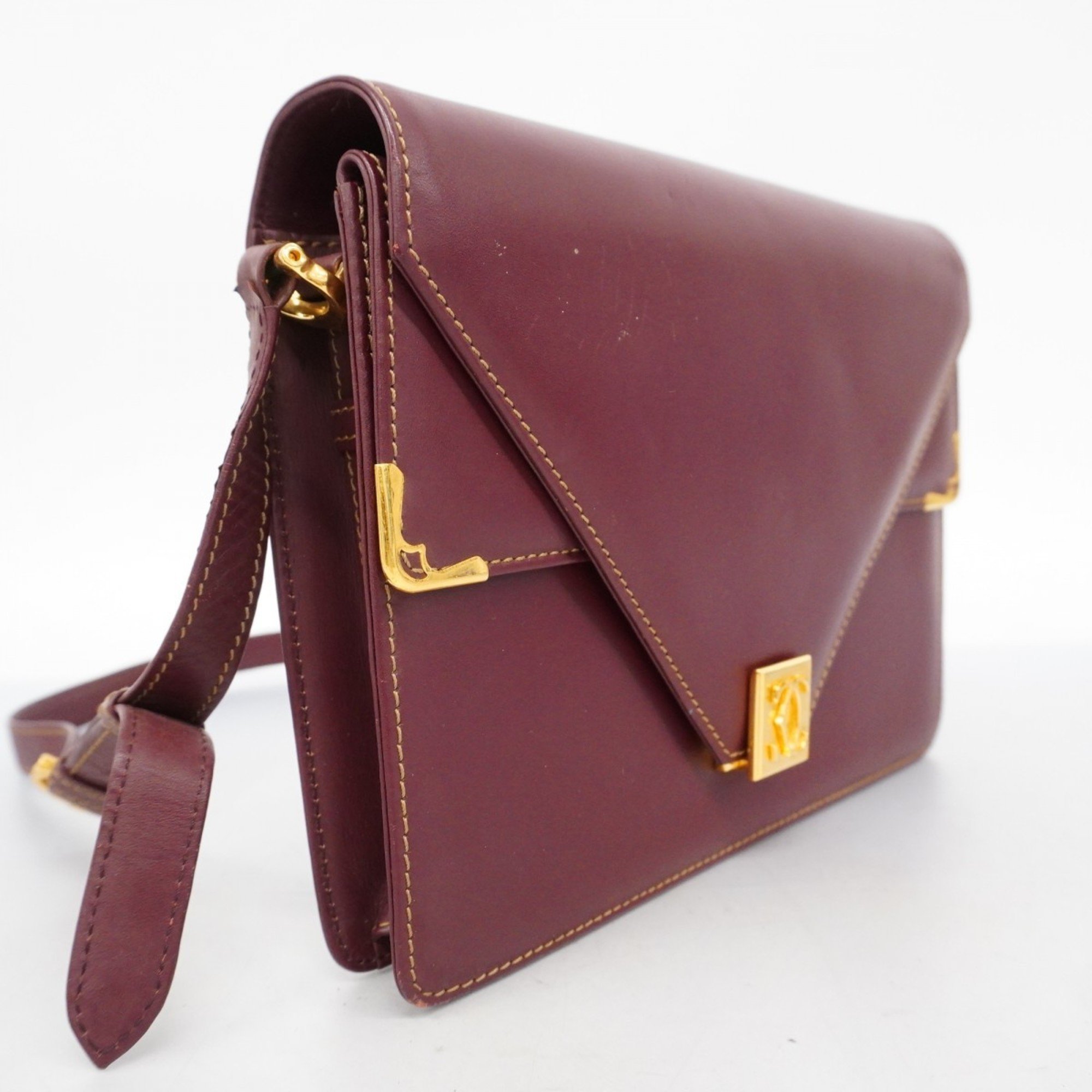 Cartier Shoulder Bag Must Leather Bordeaux Women's