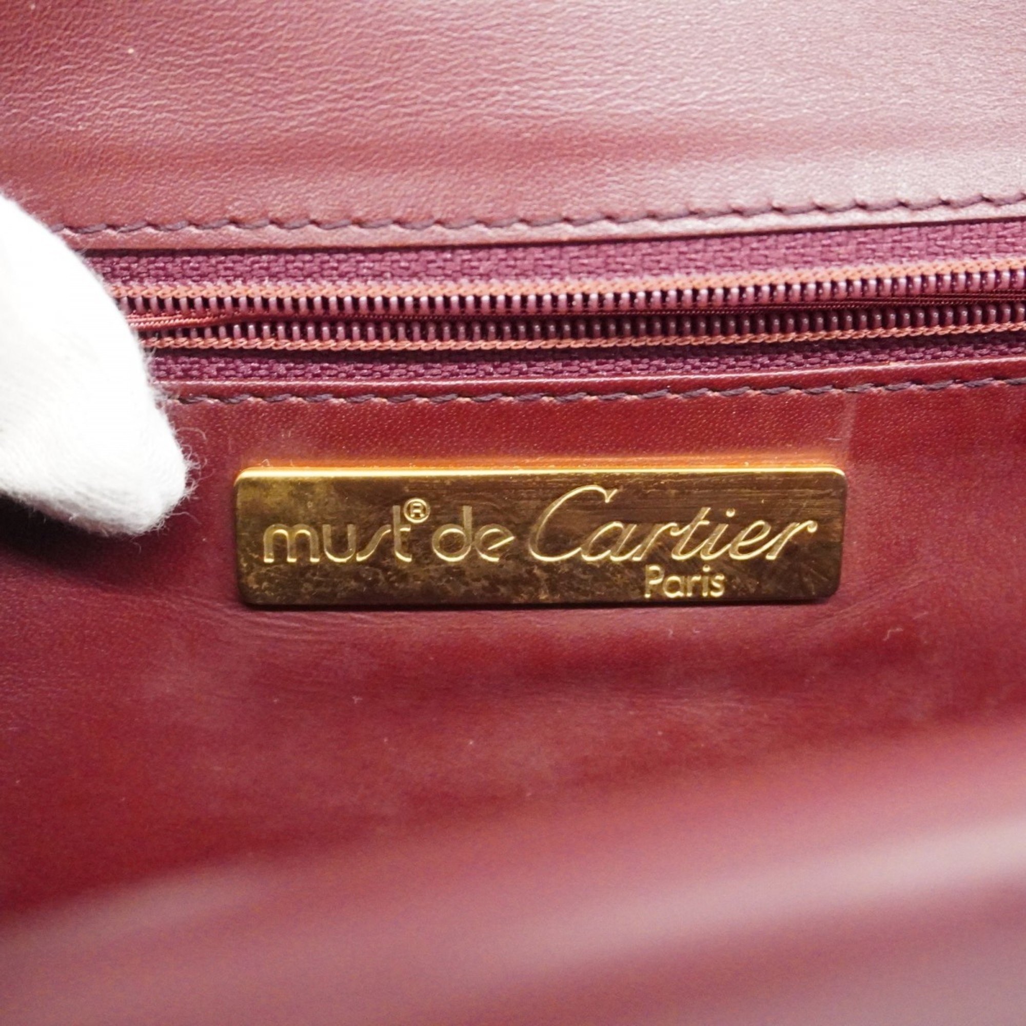 Cartier Shoulder Bag Must Leather Bordeaux Women's