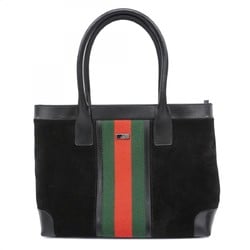 Gucci Tote Bag Sherry Line 33890 Suede Black Women's