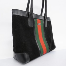 Gucci Tote Bag Sherry Line 33890 Suede Black Women's