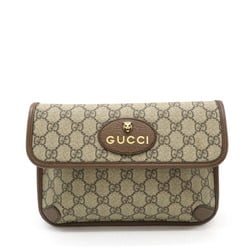 GUCCI GG Supreme Metal Cat Head Shelly Line Body Bag Waist PVC Leather Khaki Beige Mocha Brown 493930