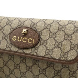 GUCCI GG Supreme Metal Cat Head Shelly Line Body Bag Waist PVC Leather Khaki Beige Mocha Brown 493930