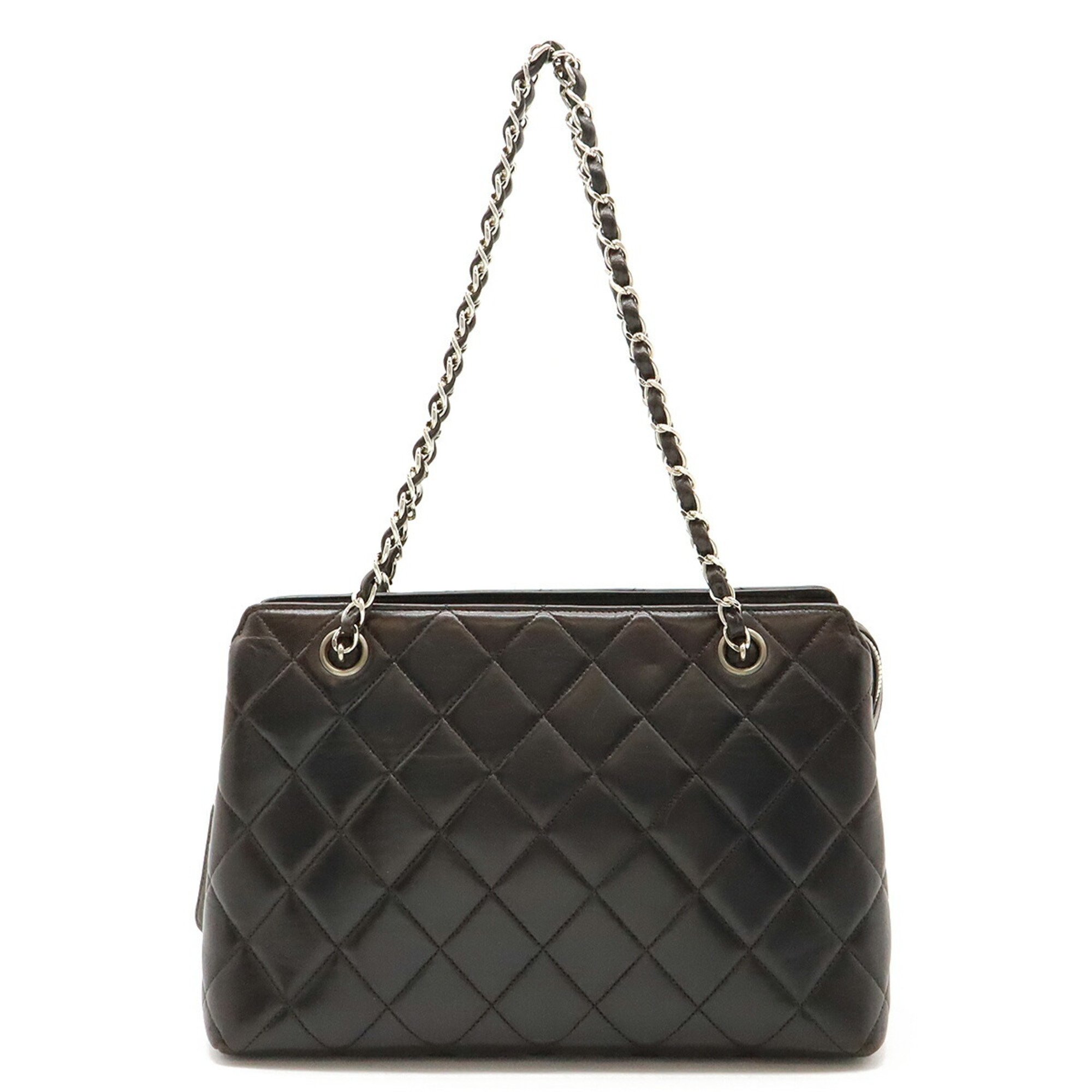 CHANEL Coco Mark Matelasse Chain Shoulder Tote Leather Black