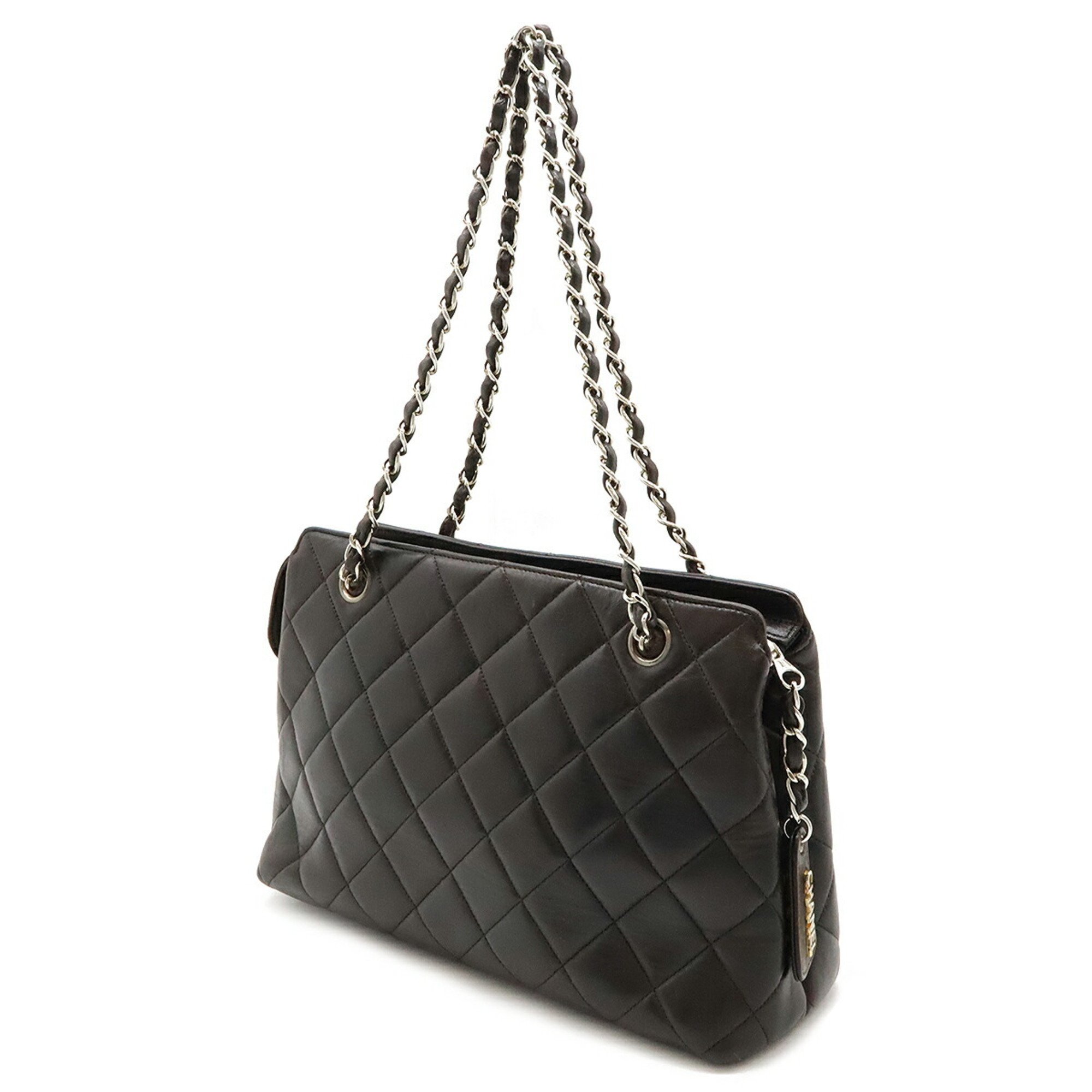 CHANEL Coco Mark Matelasse Chain Shoulder Tote Leather Black