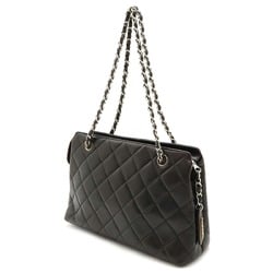 CHANEL Coco Mark Matelasse Chain Shoulder Tote Leather Black