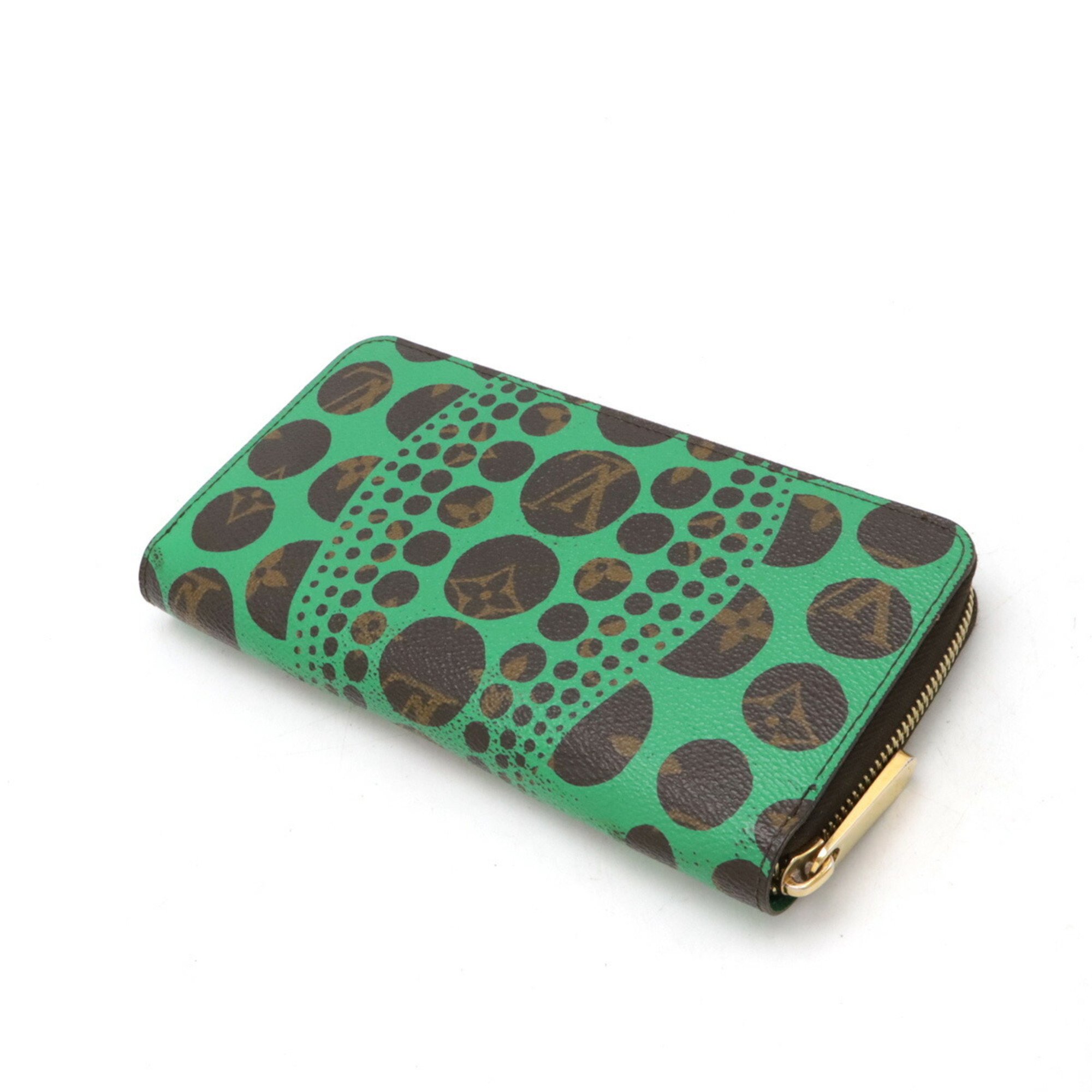 LOUIS VUITTON Louis Vuitton Monogram Pumpkin Dot Zippy Wallet Round Vert Yayoi Kusama M60451