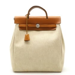 HERMES Hermes Airbag Ad PM Rucksack Backpack Handbag Toile H Leather Natural Light Brown □E Stamp