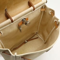 HERMES Hermes Airbag Ad PM Rucksack Backpack Handbag Toile H Leather Natural Light Brown □E Stamp