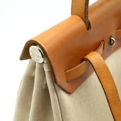 HERMES Hermes Airbag Ad PM Rucksack Backpack Handbag Toile H Leather Natural Light Brown □E Stamp