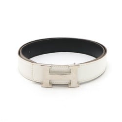 HERMES Constance H Belt, reversible leather, white, black, #90, stamp