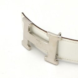 HERMES Constance H Belt, reversible leather, white, black, #90, stamp