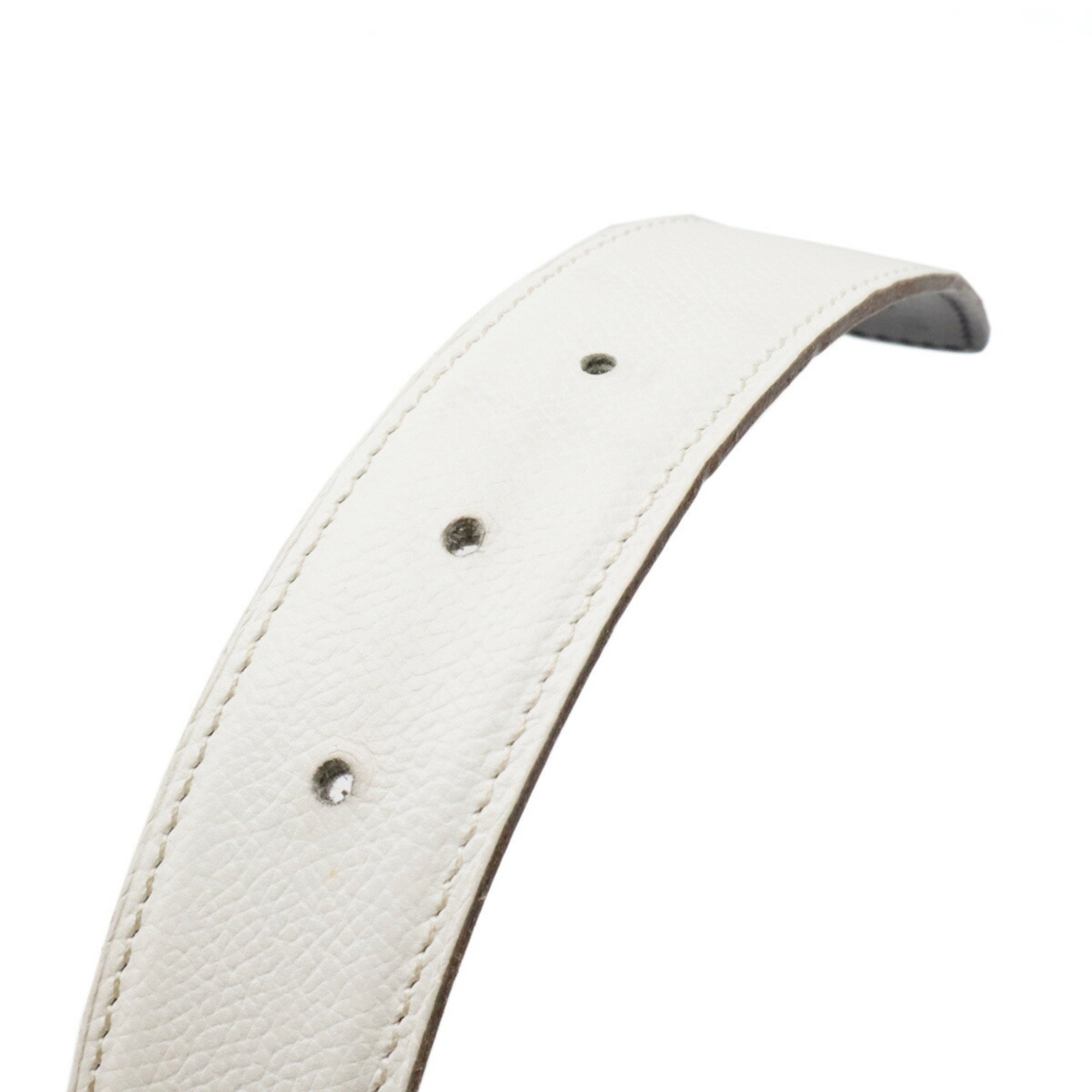 HERMES Constance H Belt, reversible leather, white, black, #90, stamp