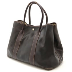 HERMES Garden PM Tote Bag Handbag Amazonia Leather Dark Brown □H Stamp