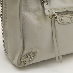 BALENCIAGA Paper Handbag Shoulder Bag Leather Light Gray 305572