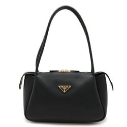 PRADA Medium Handbag Shoulder Bag Soft Grain Leather NERO Black 1B44