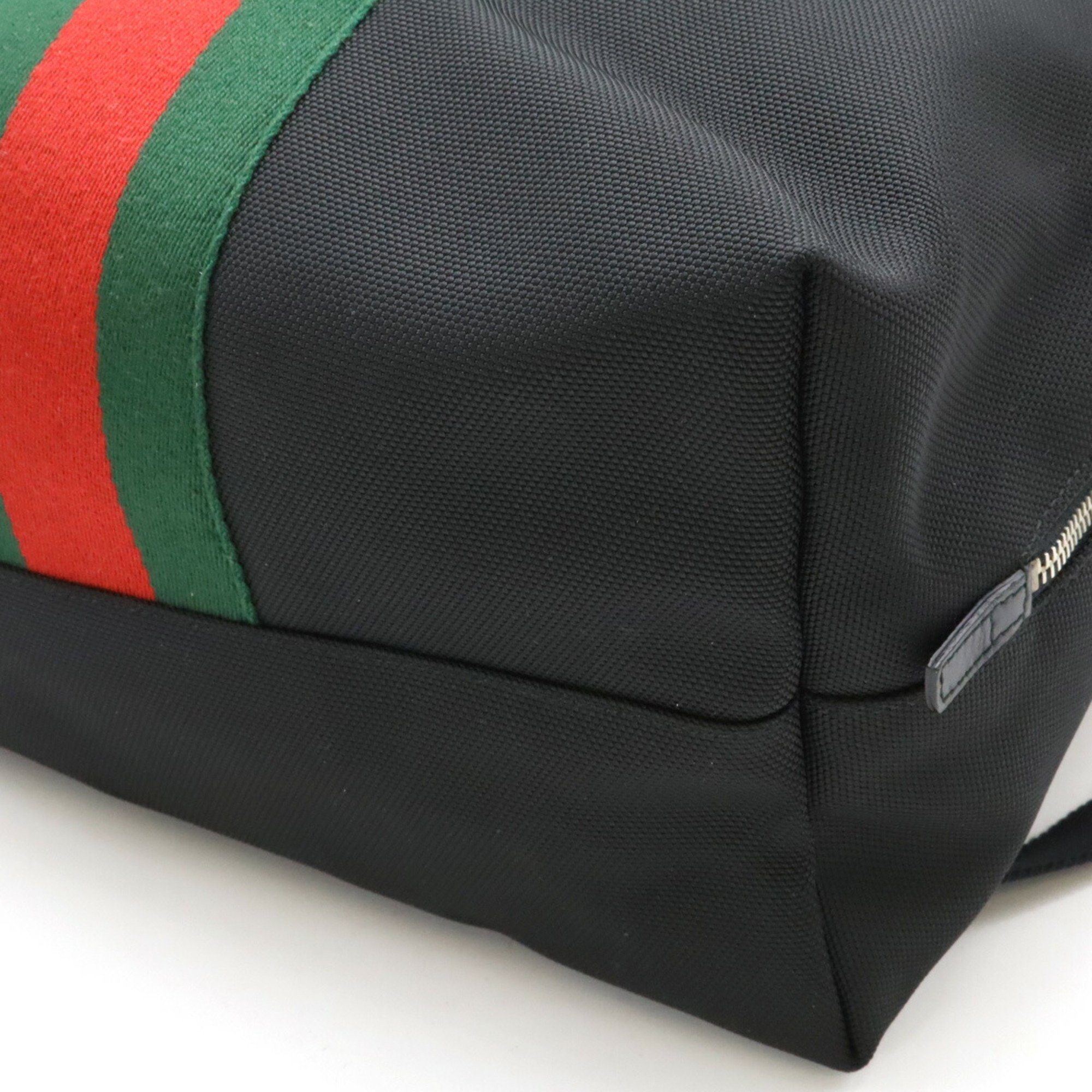 GUCCI Gucci Band Techno Canvas Web Line Shelly Backpack Rucksack Leather Black Green Red 337075