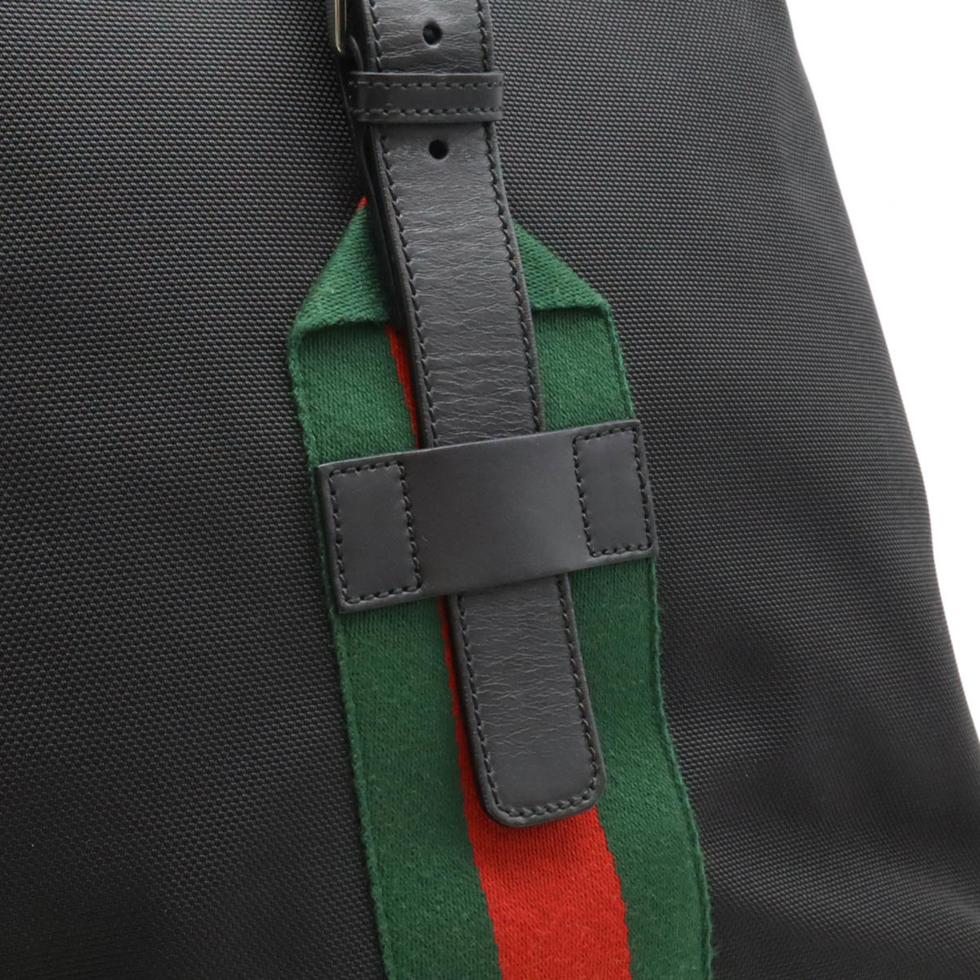 GUCCI Gucci Band Techno Canvas Web Line Shelly Backpack Rucksack Leather Black Green Red 337075