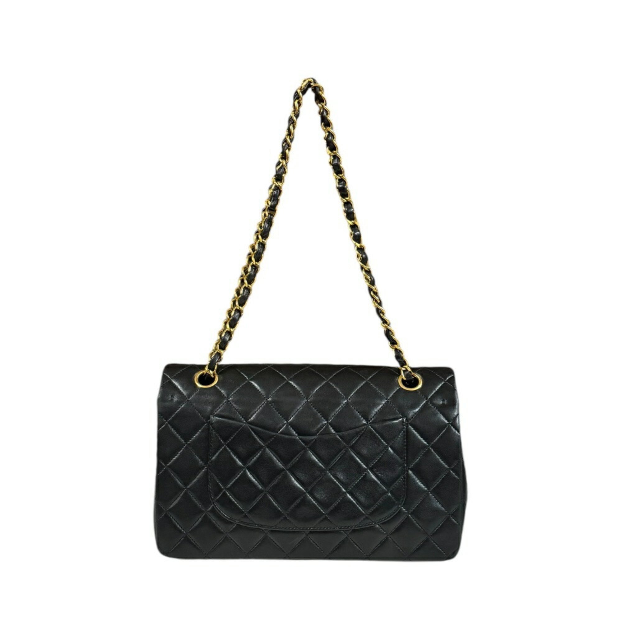 Chanel Matelasse Shoulder Bag Lambskin A01112 Black Women's CHANEL Double Chain Flap