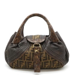 FENDI Zucca pattern spy bag handbag nylon canvas leather dark brown khaki