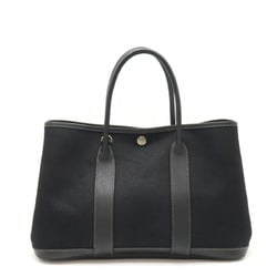 HERMES Garden TPM Tote Bag, Tote, Handbag, Toile Officier, Leather, Black, H Stamp