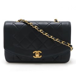 CHANEL Diana Matelasse Coco Mark Chain Shoulder Bag Lambskin Leather Dark Navy