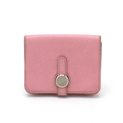 HERMES Dogon Compact Coin Case, Purse, Card Togo Leather, Pink, H Stamp