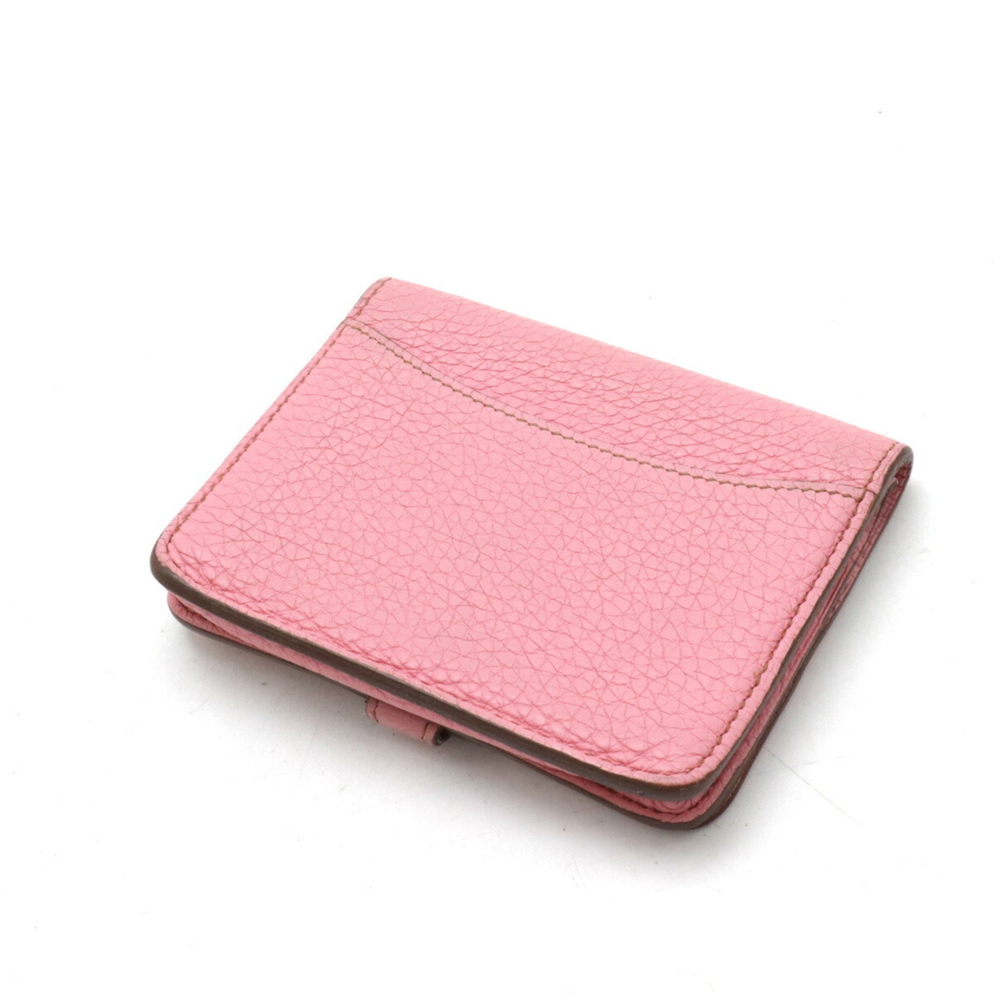 HERMES Dogon Compact Coin Case, Purse, Card Togo Leather, Pink, H Stamp