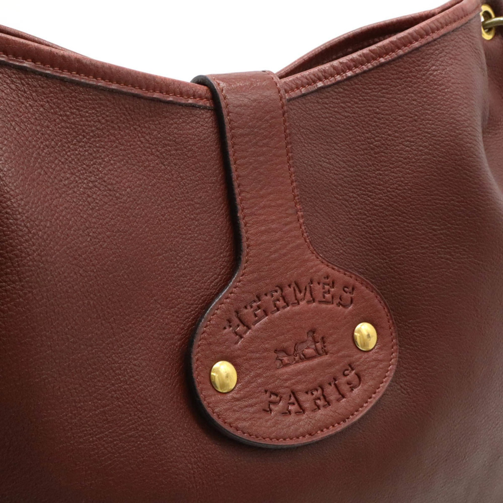 HERMES Rodeo shoulder bag, leather, Bordeaux, red, O stamp