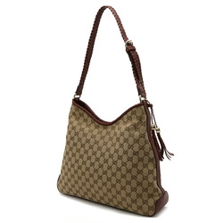 GUCCI GG canvas shoulder bag, leather, beige, brown 257026