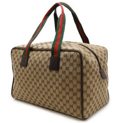 GUCCI Gucci GG Canvas Sherry Line Boston Bag Shoulder Leather Khaki Beige Red Green 153240