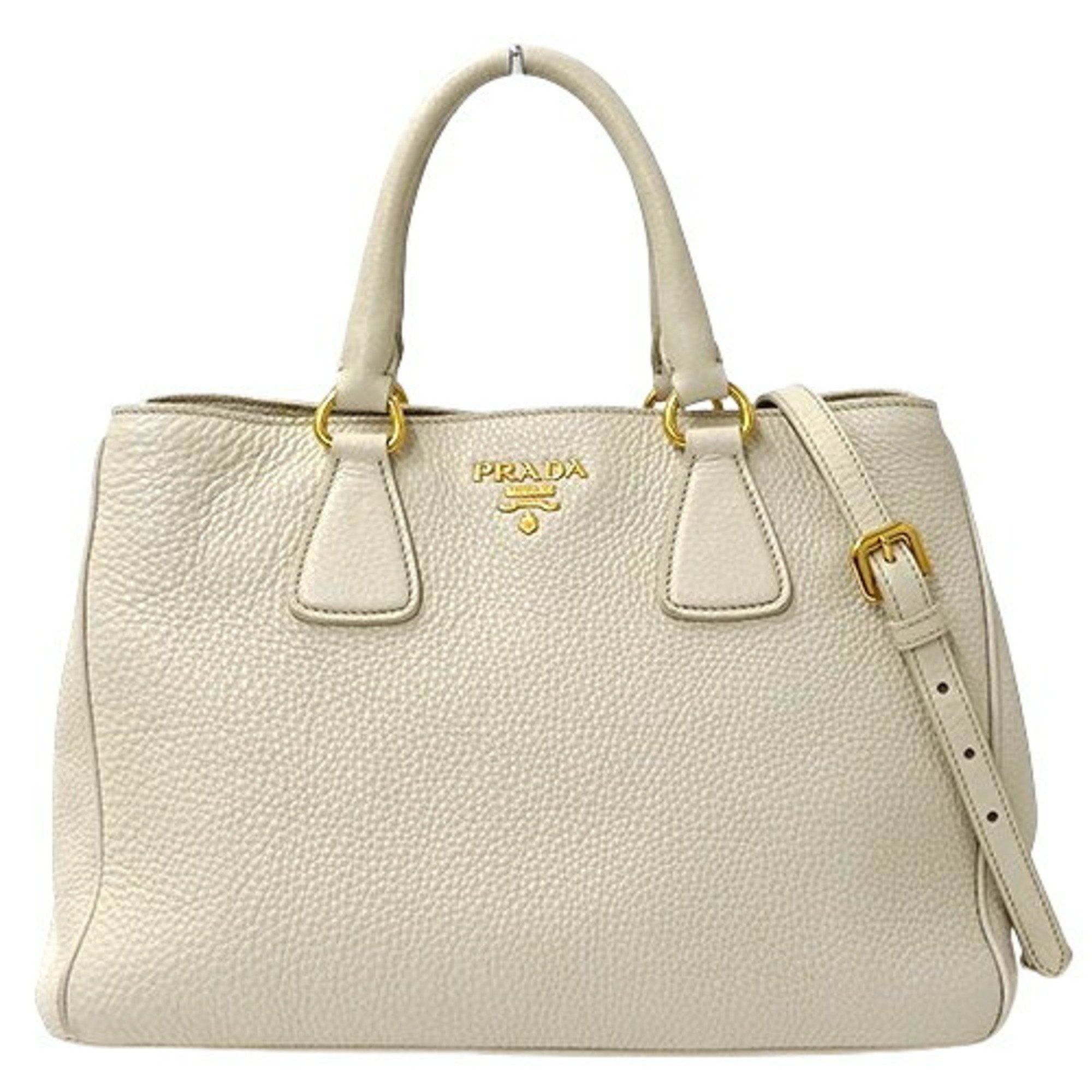 PRADA Bag Women's Handbag Shoulder Tote 2way Leather Ivory White BN2579