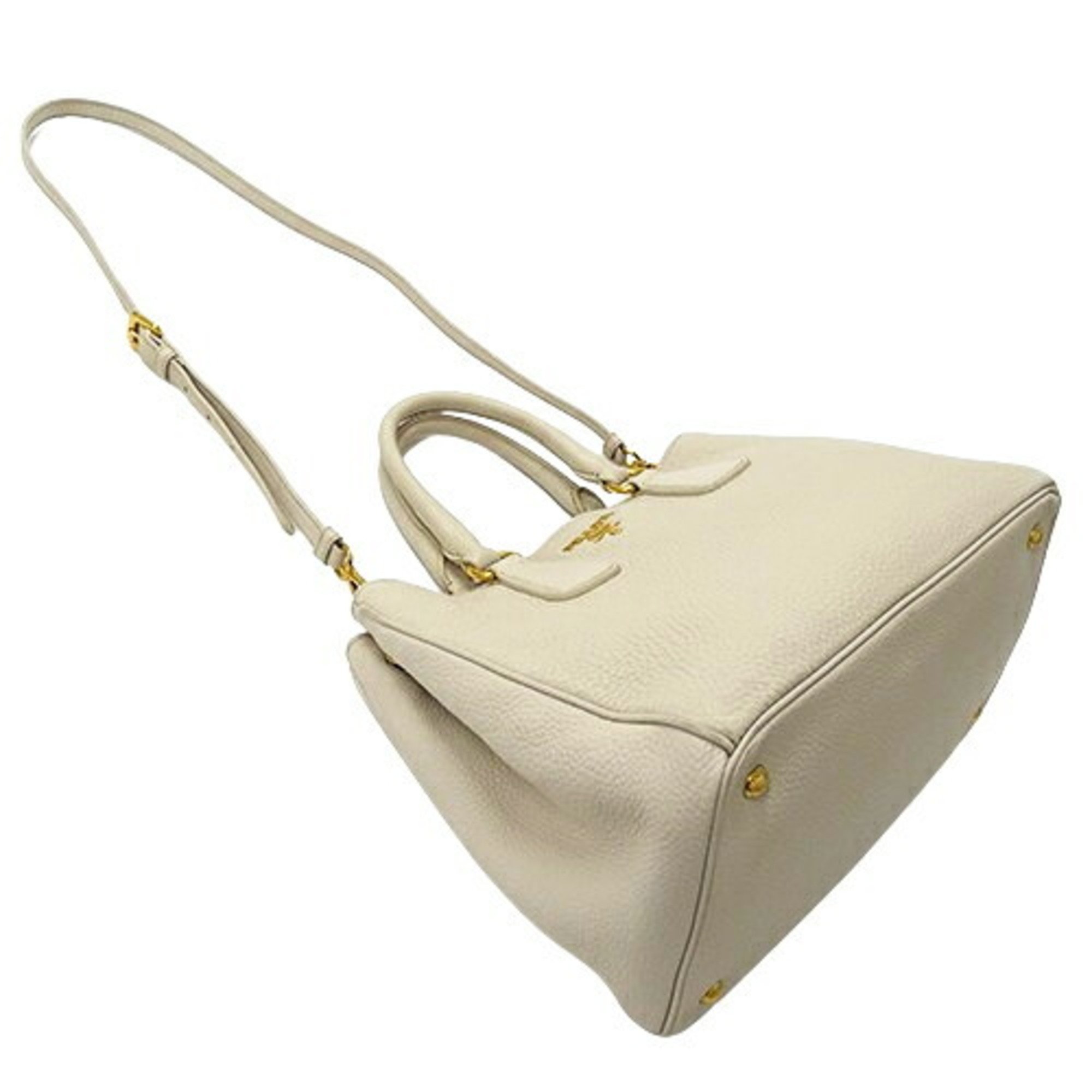 PRADA Bag Women's Handbag Shoulder Tote 2way Leather Ivory White BN2579