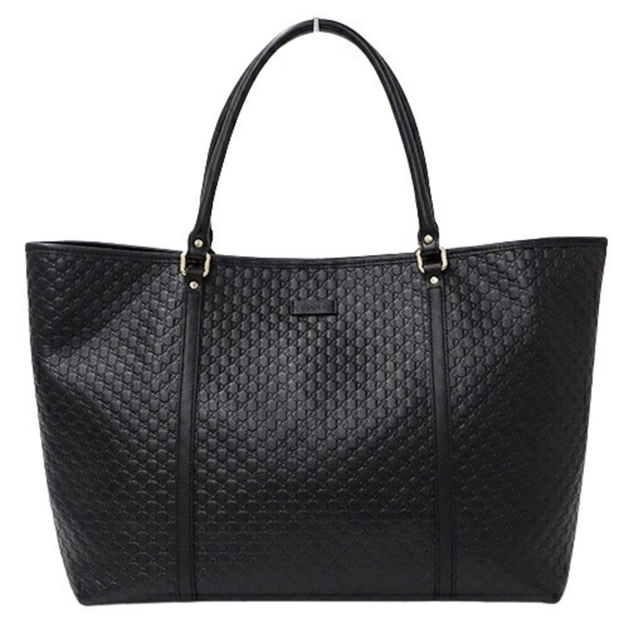 GUCCI Women's Tote Bag Micro GG Shima Leather Black 449648