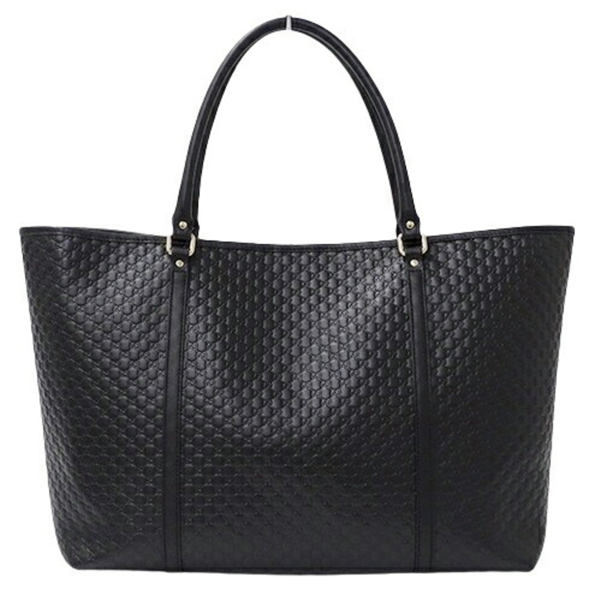 GUCCI Women's Tote Bag Micro GG Shima Leather Black 449648