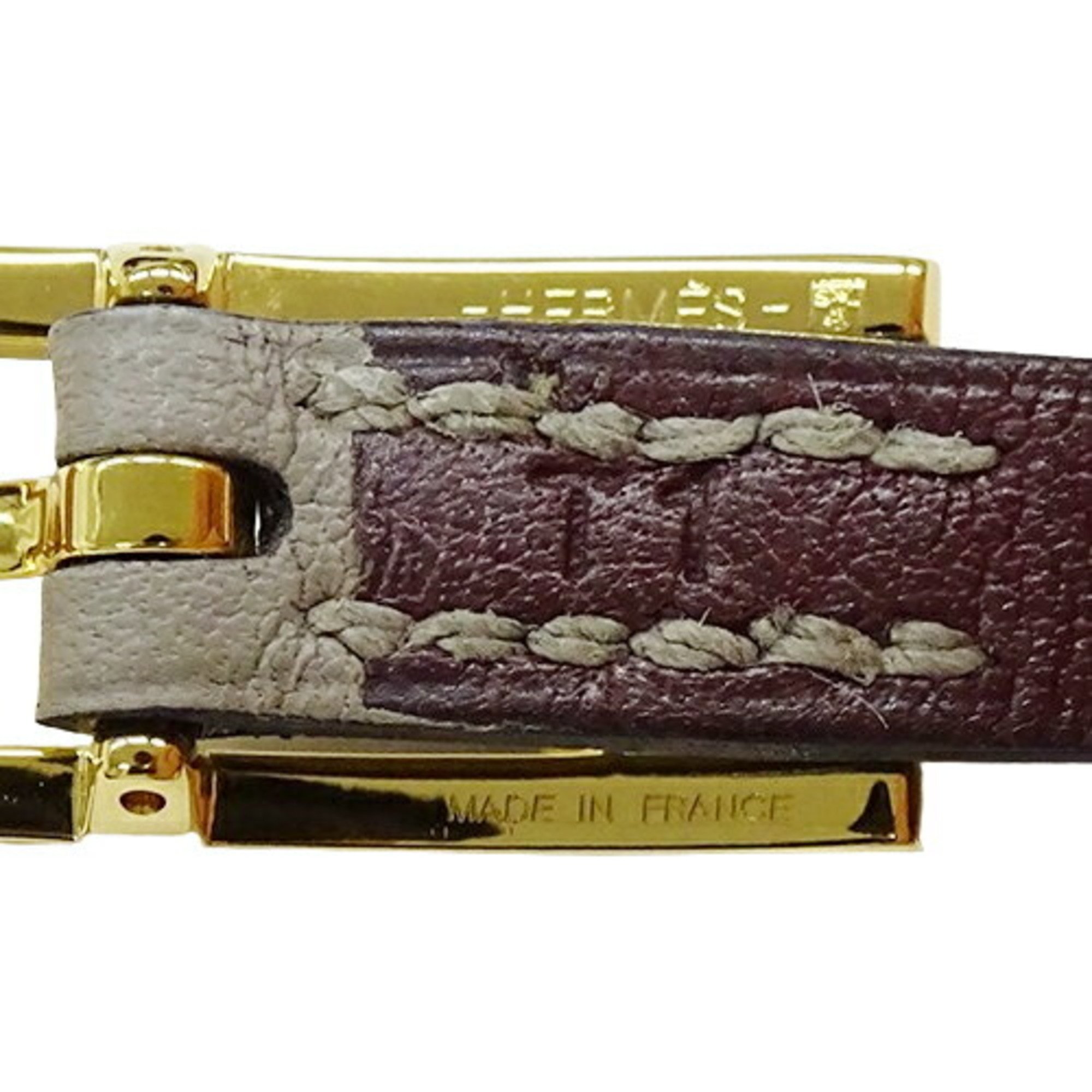 Hermes HERMES Bracelet B-Api Double Tour Ladies Leather GP Purple Grey T1 2 Row