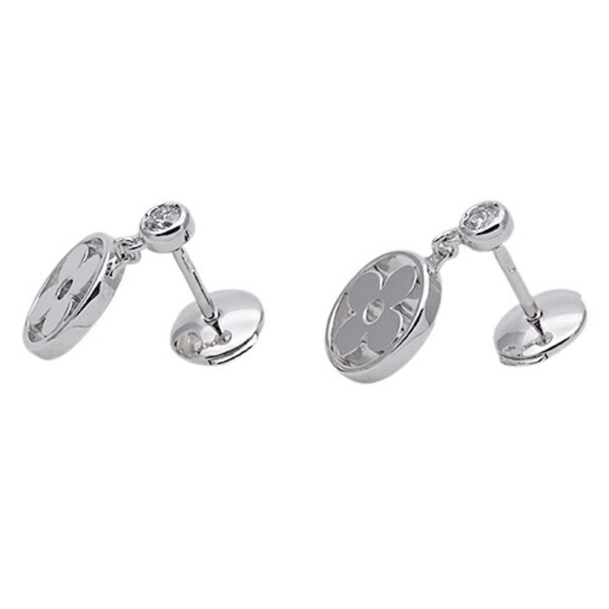 Louis Vuitton LOUIS VUITTON Earrings for Women 750WG Diamond Puce Monogram Idylle White Gold Q96167 Polished