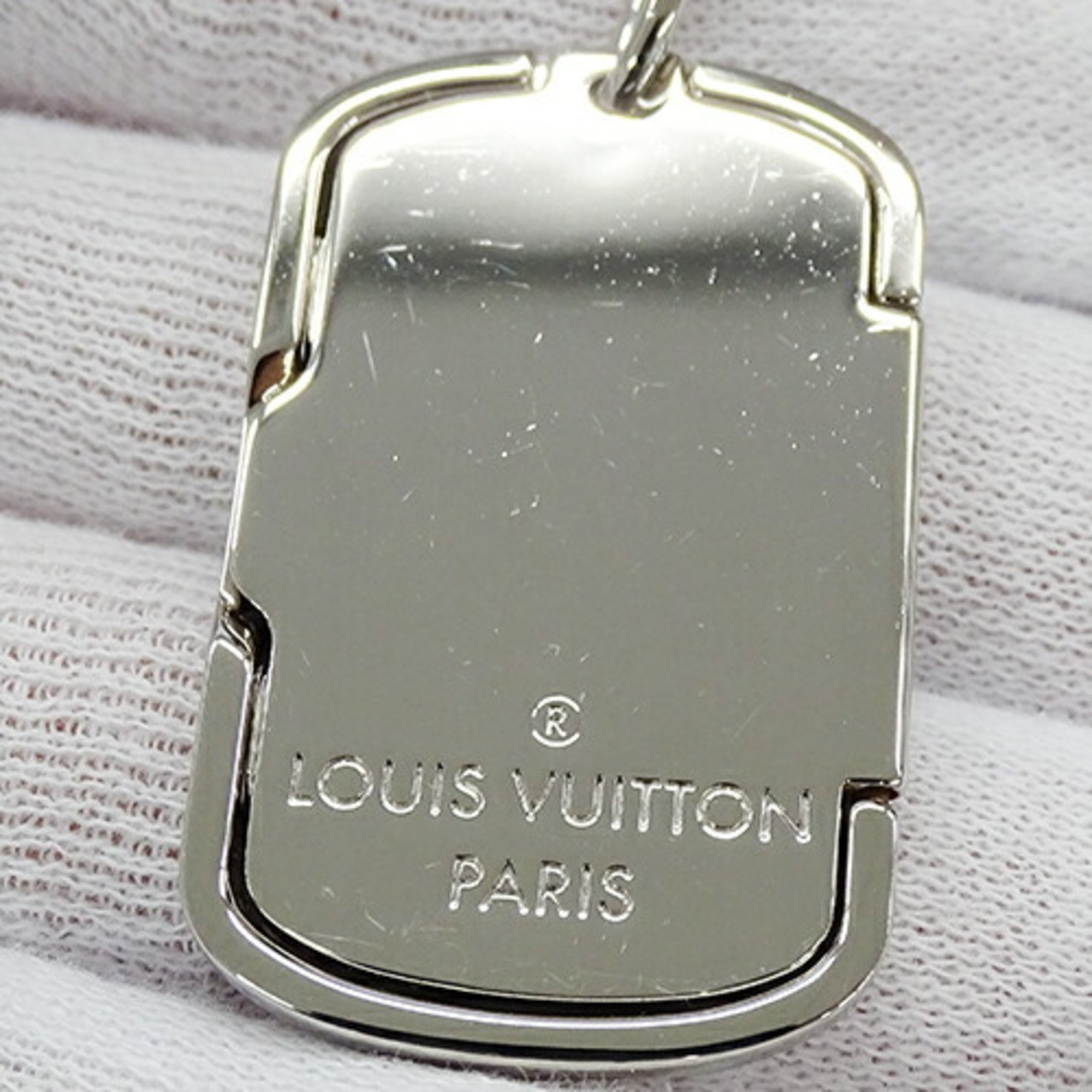 LOUIS VUITTON Necklace for Men Metal Locket Monogram Silver M62484 DI1108 Dog Tag