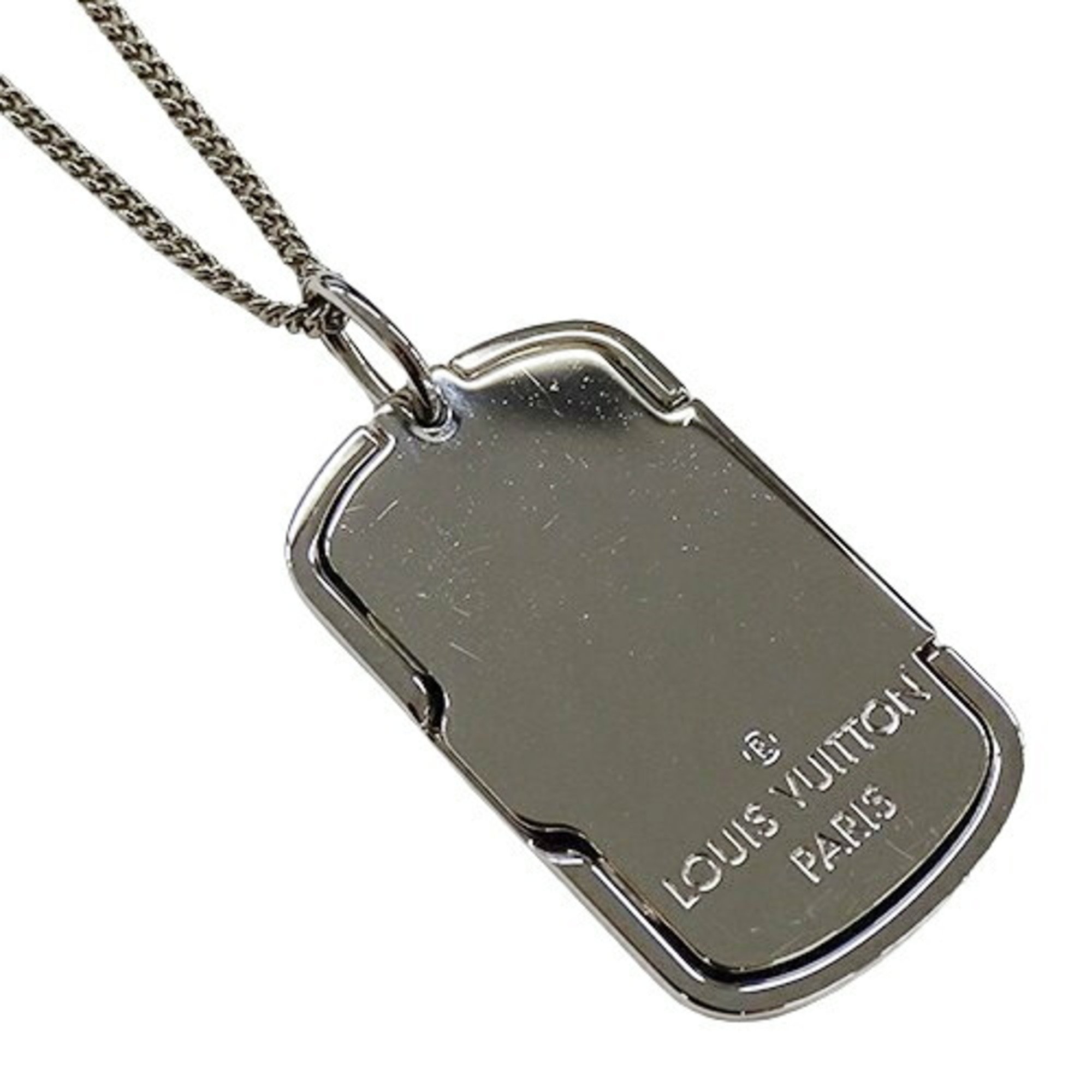 LOUIS VUITTON Necklace for Men Metal Locket Monogram Silver M62484 DI1108 Dog Tag