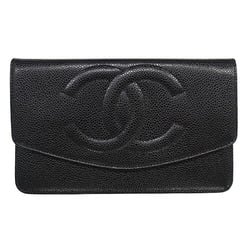 CHANEL Women's Wallet Long Caviar Skin Black A01434 Coco Mark