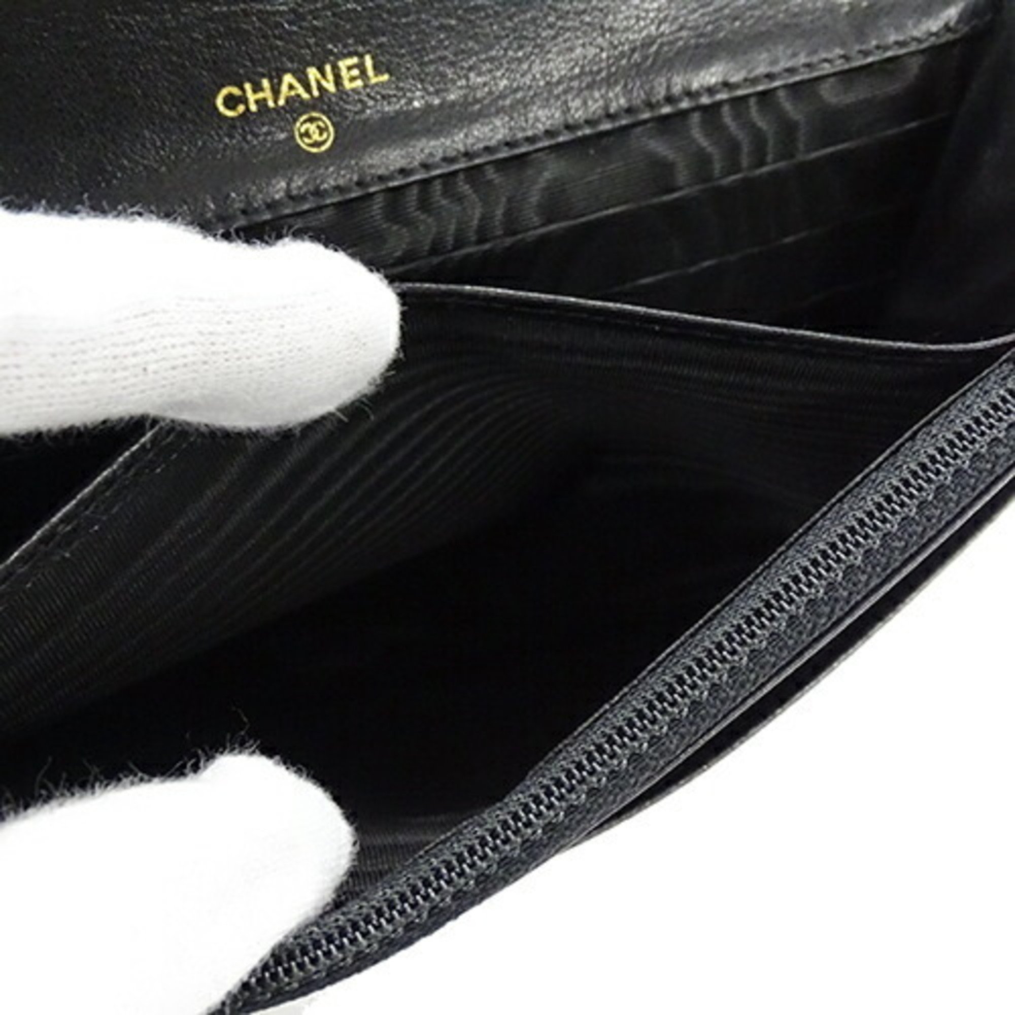 CHANEL Women's Wallet Long Caviar Skin Black A01434 Coco Mark