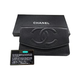 CHANEL Women's Wallet Long Caviar Skin Black A01434 Coco Mark