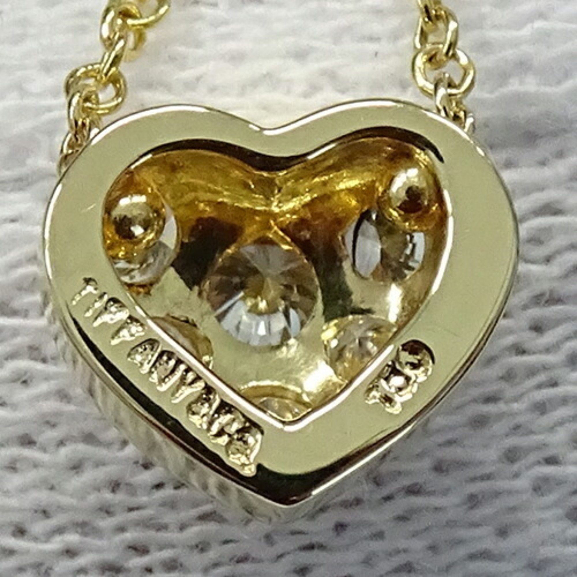 Tiffany & Co. Necklace for Women Pendant 750YG 6P Diamond Heart Pavé Yellow Gold Polished