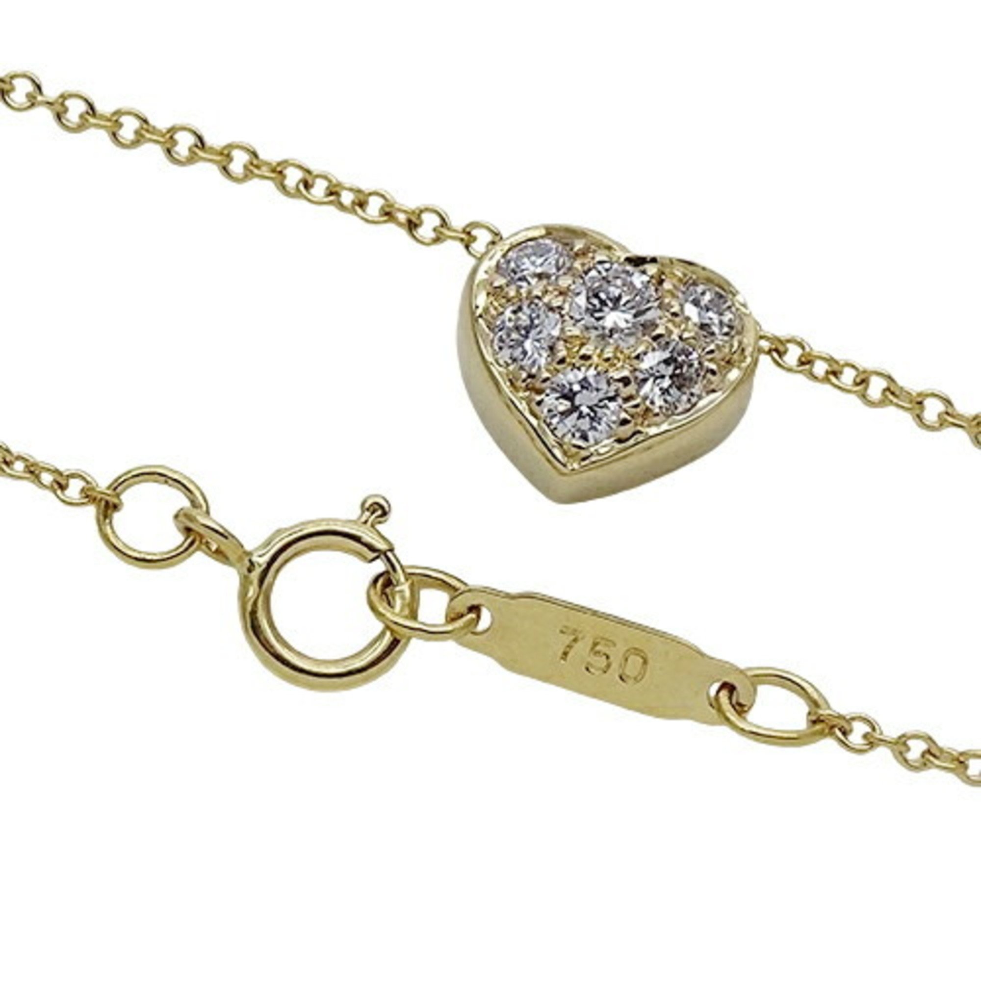 Tiffany & Co. Necklace for Women Pendant 750YG 6P Diamond Heart Pavé Yellow Gold Polished