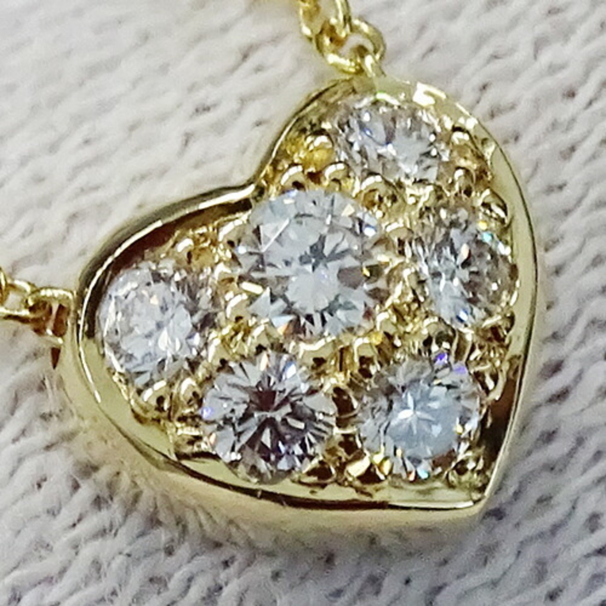 Tiffany & Co. Necklace for Women Pendant 750YG 6P Diamond Heart Pavé Yellow Gold Polished