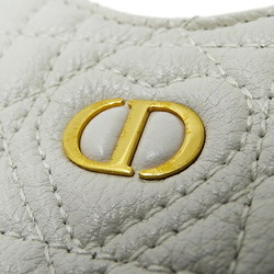 Christian Dior Dior Pouch Women's Shoulder Chain Cannage Caro Leather White Heart