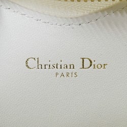 Christian Dior Dior Pouch Women's Shoulder Chain Cannage Caro Leather White Heart