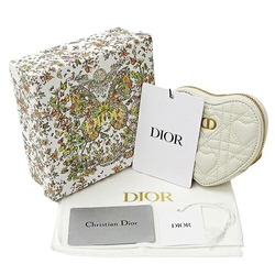 Christian Dior Dior Pouch Women's Shoulder Chain Cannage Caro Leather White Heart